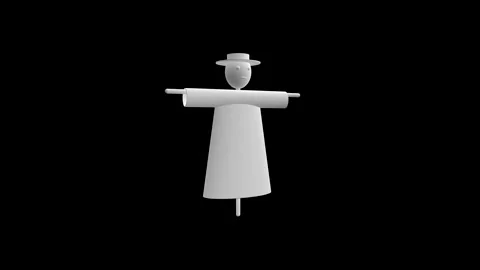 Minimalistic White Figurine on Black Background, Abstract Art Showcasing Si.. Stock Footage 341921516