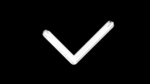 Minimalistic white glowing stroke animation on black background forming a check Stock Footage 318106548