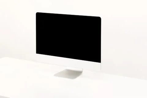 Minimalistic workplace with computer. Stock Photos