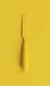 Minimalistic yellow chisel on clean yellow background. 3d render. イラスト素材
