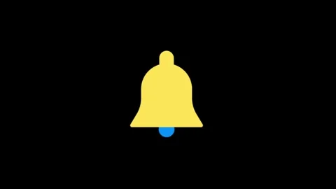 Minimalistic Yellow Notification Bell Icon on Black Background Highlighted .. Stock Footage 341917728