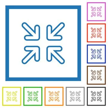 Minimize arrows outline flat framed icons Stock Illustration