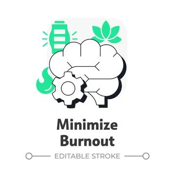 Minimize burnout flat outline concept icon 库存插图