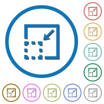 Minimize element icons with shadows and outlines Illustrazione stock