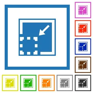 Minimize element solid flat framed icons Stock Illustration