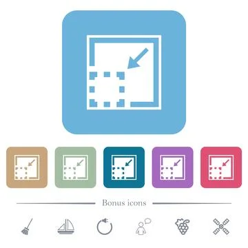 Minimize element solid flat icons on color rounded square backgrounds Illustrazione stock