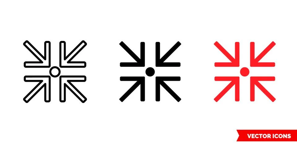 Minimize icon of 3 types. Isolated vector sign symbol. Stock Illustration
