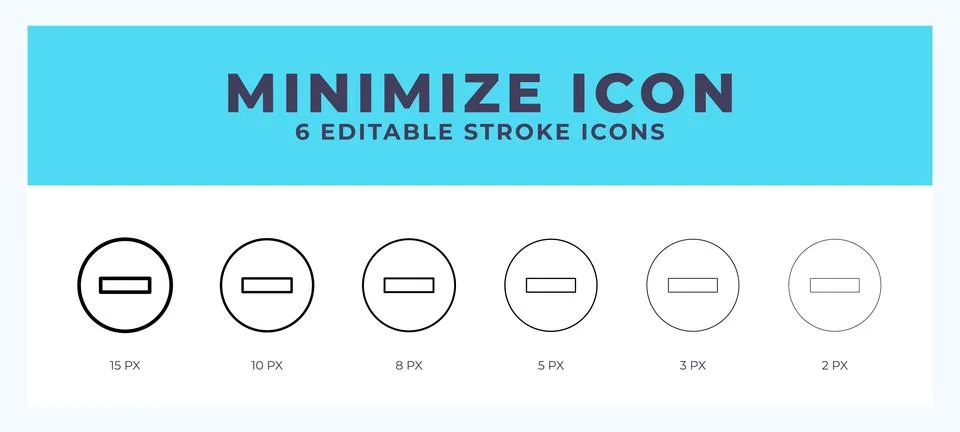 Minimize icon set with different stroke. Vector illustration with editable .. Stock Illustration