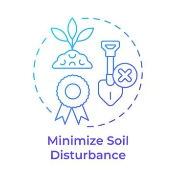 Minimize soil disturbance blue gradient concept icon Stock Illustration