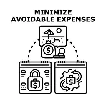Minimizing avoidable personal expenses and financial spending Stock-Illustration
