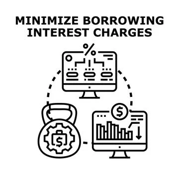 Minimizing borrowing interest charges financial concept Stock Illustration