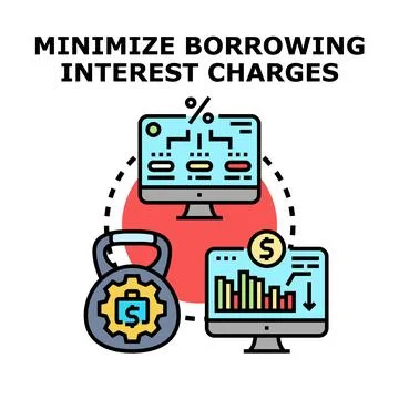 Minimizing borrowing interest charges financial concept Stock Illustration