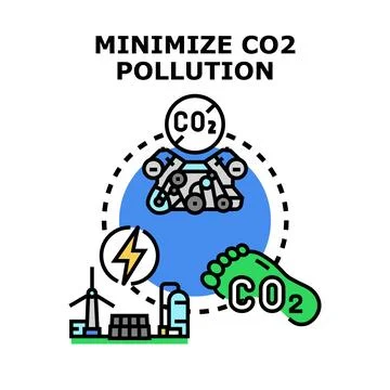 Minimizing carbon dioxide pollution concept for environmental protection Stock Illustration
