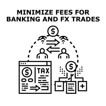 Minimizing fees for banking and foreign exchange trades Stock Illustration