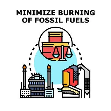 Minimizing fossil fuel burning for climate protection Stock Illustration