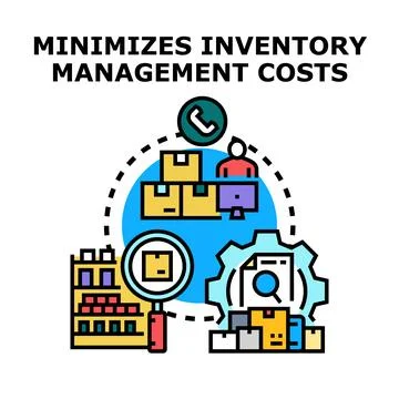 Minimizing inventory management costs process concept Stock Illustration