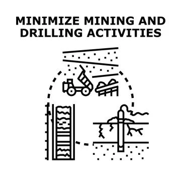 Minimizing mining and drilling activities concept icon Stock Illustration