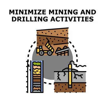 Minimizing mining and drilling activities concept icon Ilustración de archivo