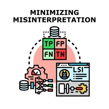 Minimizing misinterpretation in data analysis processes Stock Illustration