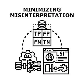 Minimizing misinterpretation in data analysis processes Stock Illustration
