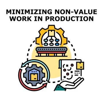 Minimizing non value work in production process Stock Illustration