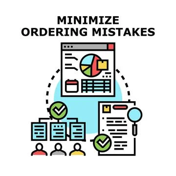 Minimizing ordering mistake concept with digital process Stock Illustration
