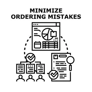 Minimizing ordering mistake concept with digital process Stock Illustration