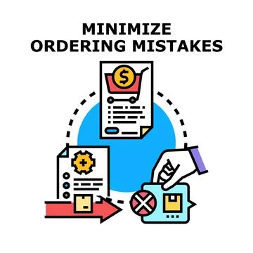 Minimizing ordering mistakes concept with workflow process イラスト素材