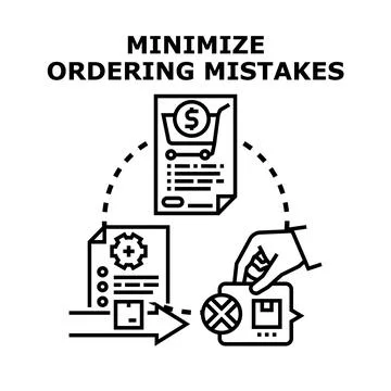 Minimizing ordering mistakes concept with workflow process Stock Illustration