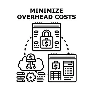 Minimizing overhead costs concept with security and cloud accounting Stock Illustration