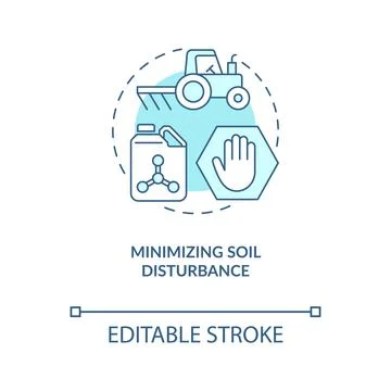 Minimizing soil disturbance turquoise concept icon Stock Illustration