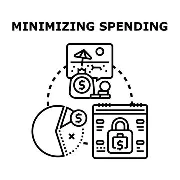 Minimizing spending for financial planning and saving money Stock Illustration