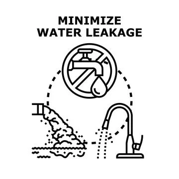 Minimizing water leakage protecting clean environment Stock Illustration