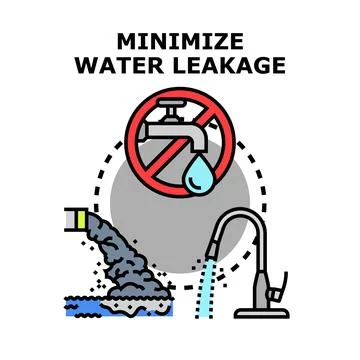 Minimizing water leakage protecting clean environment Stock Illustration