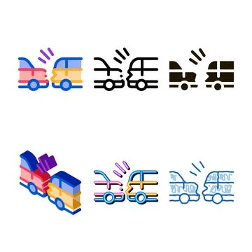 Minimum dangerous diversity distance between cars icon vector outline Stock Illustration