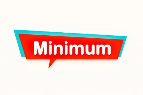 Minimum Minimum, colored cartoon speech bubble, white text. Quantity, smal... Stock Photos