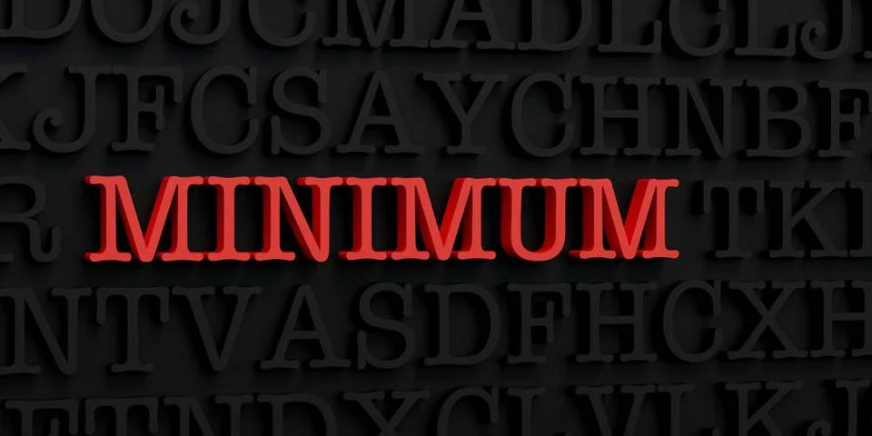 Minimum Minimum. Dark letters and the text minimum in red. Quantity, amoun... Stock Photos