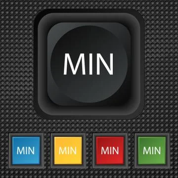 Minimum sign icon. Set of colored buttons. Illustrazione stock