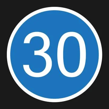 Minimum Speed Sign 30 flat icon Stock Illustration