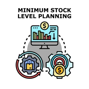 Minimum stock level planning optimizing warehouse operations Ilustración de archivo