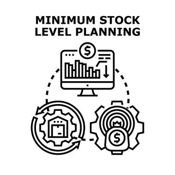 Minimum stock level planning optimizing warehouse operations Stock Illustration