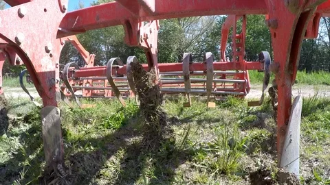 Minimum tillage and harrowing close up Stock Footage 113296212