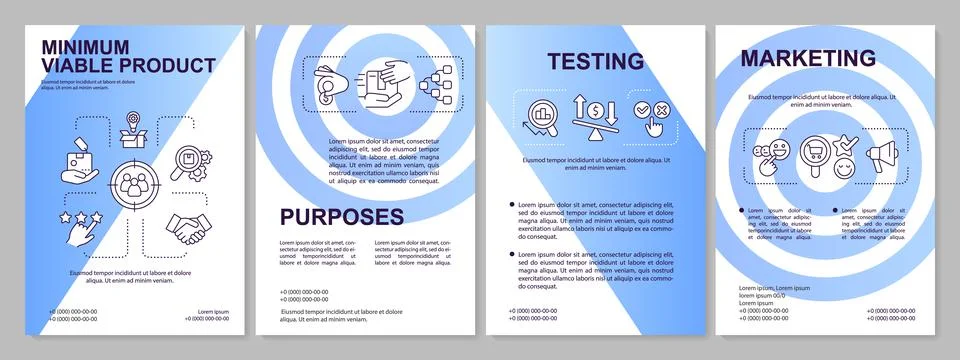 Minimum viable product factor blue brochure template 스톡 일러스트