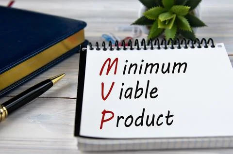 MINIMUM VIABLE PRODUCT - words in a notebook on the background of a weekly,.. Stock Photos