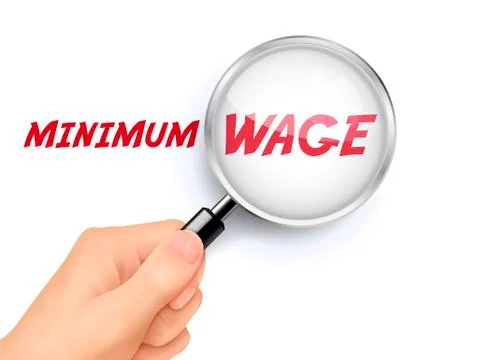 Minimum wage words showing through magnifying glass Stock-Illustration