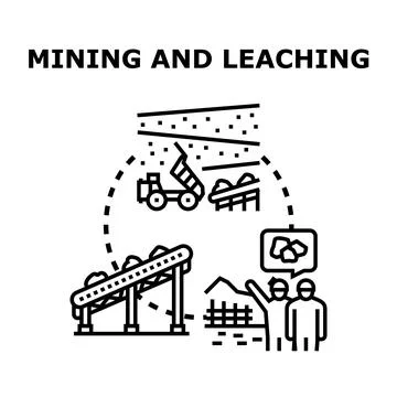 Mining and leaching process demonstrating mineral extraction Stock Illustration