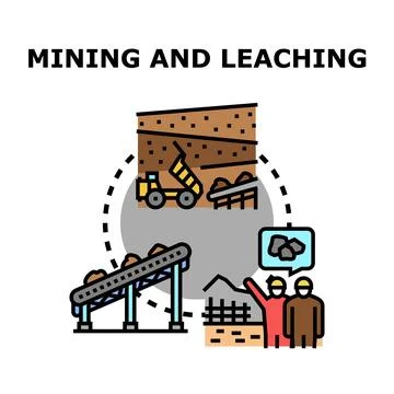 Mining and leaching process demonstrating mineral extraction Ilustración de archivo