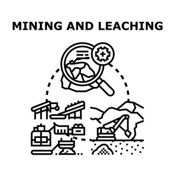 Mining and leaching process extracting valuable minerals Stock Illustration