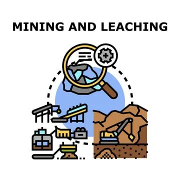 Mining and leaching process extracting valuable minerals Stock Illustration