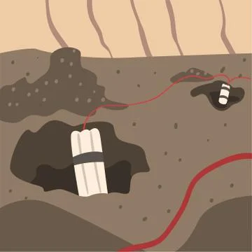 Mining and Metal Extraction, Dynamite Explosion in the Mountains, Metallurgical 스톡 일러스트